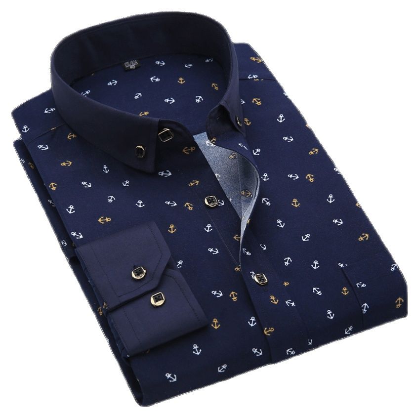 Men Long Sleeve Casual Shirt Spring Autumn Floral Printed Plaid Pocket Shirts Soft Comfortable Dress Man Wedding Party Shirt