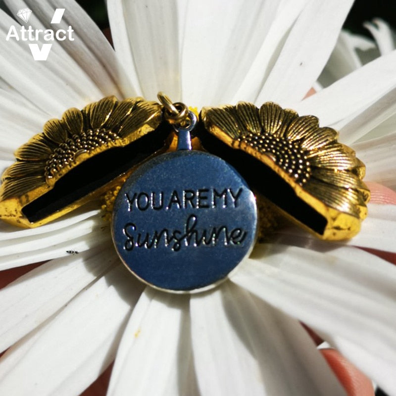 You Are My Sunshine Open Locket Sunflower Pendant Necklace Boho Jewelry Best Friendship Gifts