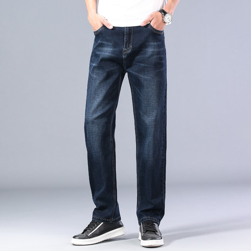 6 Colors Spring Summer Men's Thin Straight-leg Loose Jeans Classic Style Advanced Stretch Baggy Pants