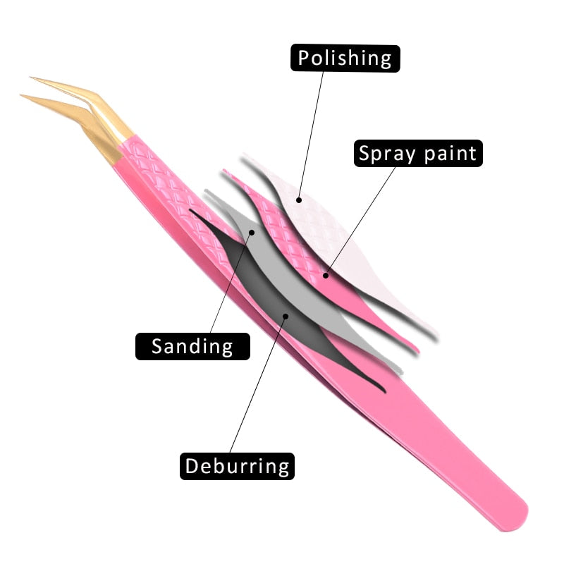 Professional Eyelashes Tweezers For Lashes Extension Nipper Stainless Steel High Precision Eyelash Extension Eyebrow Tweezers