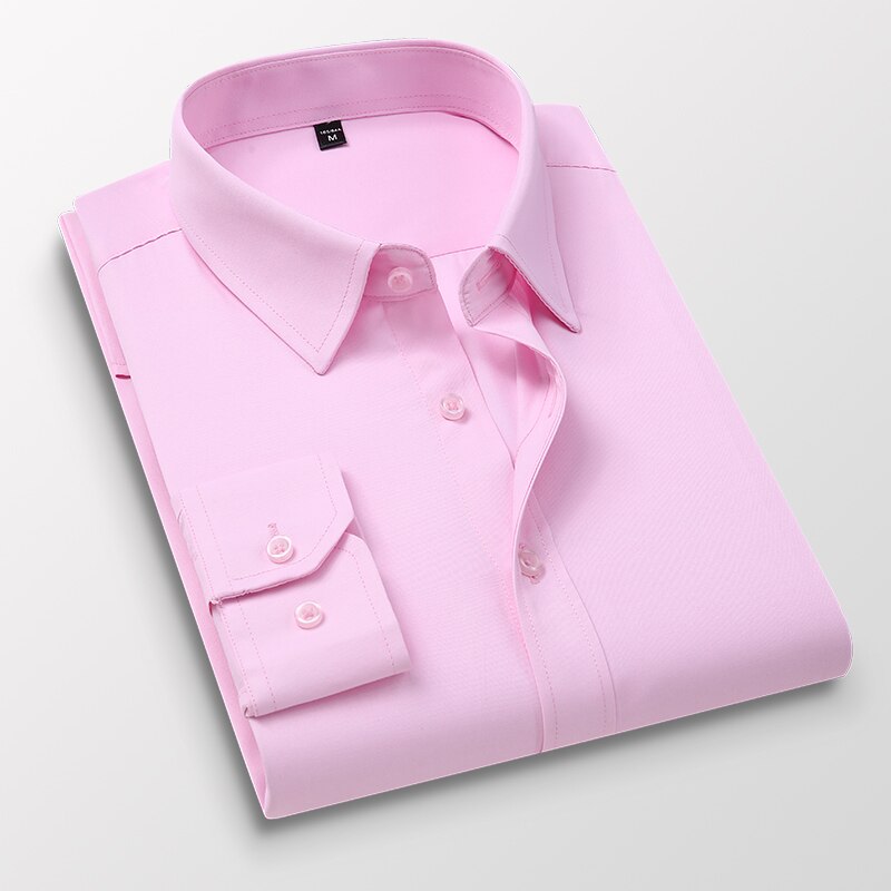 40kg-130kg Men's Casual Long Sleeve Shirt Work Business White Black Slim Fit Shirt For Men