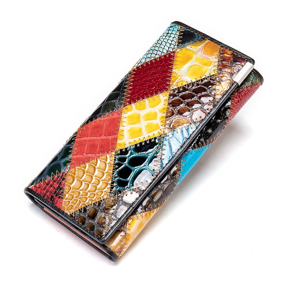 WESTAL Women's Wallet Luxury Genuine Leather Wallets for Women 2021 Patchwork Woman Wallets Long Cell Phone Wallet Cards Holder