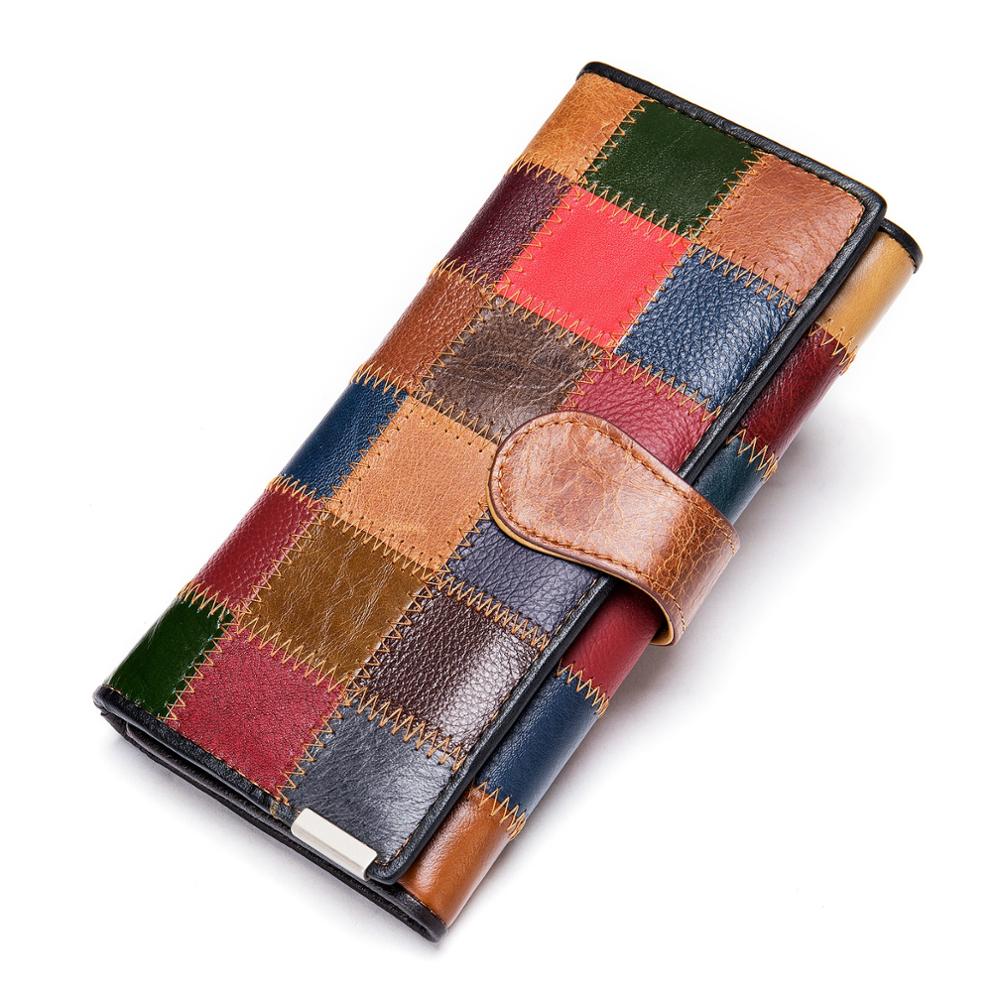 WESTAL Women's Wallet Luxury Genuine Leather Wallets for Women 2021 Patchwork Woman Wallets Long Cell Phone Wallet Cards Holder