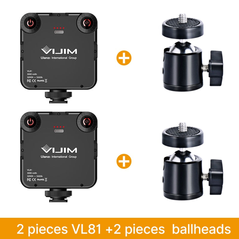 VIJIM VL81 LED Video Light Camera Light 3200-5600K 850LM 6.5W With Cold Shoe Mini Vlog Fill Light 3000mAh Panel Lamp Photography