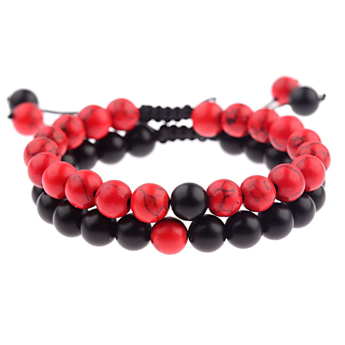 2PCS/Set Distance Bracelet For Women Men Blue&Black Stone Yoga Energy Beaded Couple Bracelets