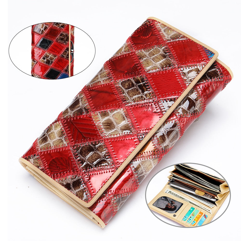 WESTAL Women's Wallet Luxury Genuine Leather Wallets for Women 2021 Patchwork Woman Wallets Long Cell Phone Wallet Cards Holder