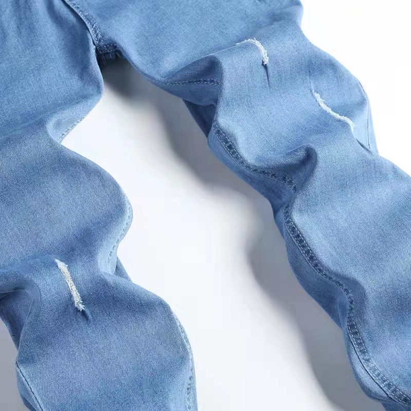 Mens Skinny Blue jeans Popular Scratch Slim Denim Pants Pencil Pants Autumn Street hip-hop denim trousers fashion Men's clothing