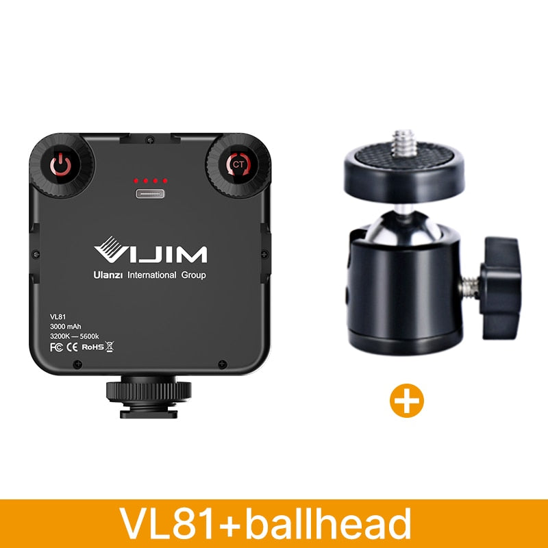 VIJIM VL81 LED Video Light Camera Light 3200-5600K 850LM 6.5W With Cold Shoe Mini Vlog Fill Light 3000mAh Panel Lamp Photography