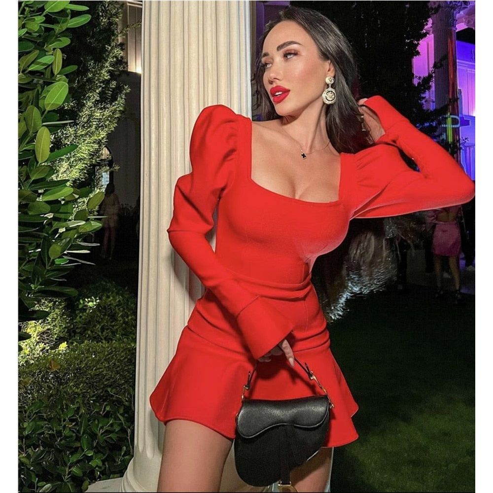 Sexy Women Winter Sexy Long Sleeve Square Collar Black Pleated Mini Bo Mega Mart Center Sexy Women Winter Sexy Long Sleeve Square Collar Black Pleated Mini Bo Mega Mart Center