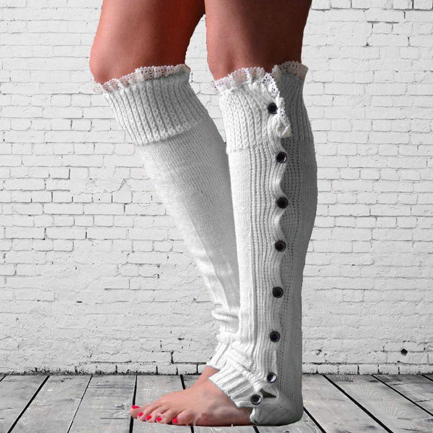 Kawaii Christmas Wool Long Socks Winter Women Over Knee Socks Sexy Thick Thermal Thigh-High Stockings Gaiters Solid color #P5