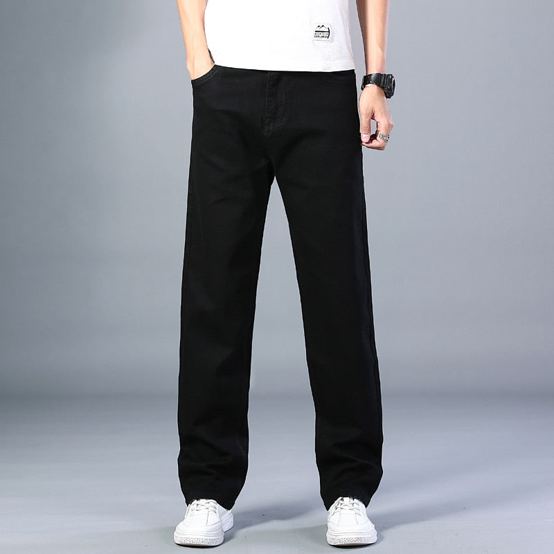 6 Colors Spring Summer Men's Thin Straight-leg Loose Jeans Classic Style Advanced Stretch Baggy Pants