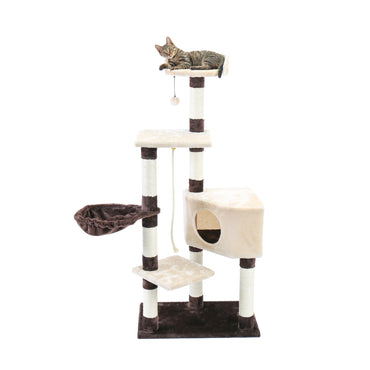 Luxury Cat Tree Large Climbing Frame Multi-Layer Scratching Post Resistant Sisal Cat Tree with Hanging Ball Kittern Playground