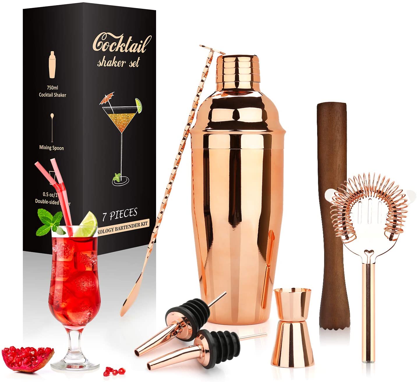 Cocktail Shaker Making Set,16pcs Bartender Kit For Mixer Wine Martini, Stainless Steel Bars Tool, Home Drink Party Accessories