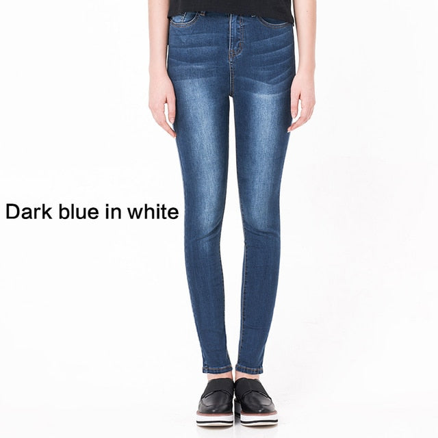 Women Jeans Casual High Waist Summer Autumn Pant Slim Stretch Cotton Denim Trousers For Woman Blue Black 100kg