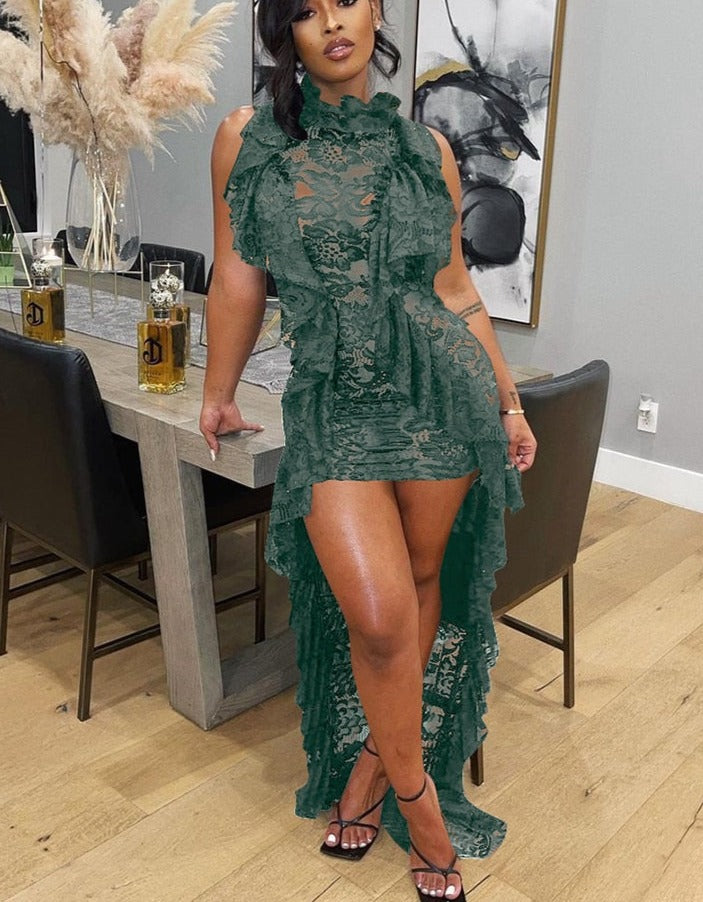 2023 Sexy Floral Lace Sheer Cocktail Evening Dresses for Women Ruffles Mega Mart Center 2023 Sexy Floral Lace Sheer Cocktail Evening Dresses for Women Ruffles Mega Mart Center