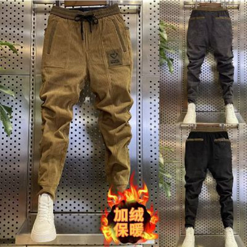 Man Corduroy Sweatpants Autumn Winter Men Baggy Joggers Fashion Streetwear Casual Fleece Harem Pants Plus Size Fashion Trousers