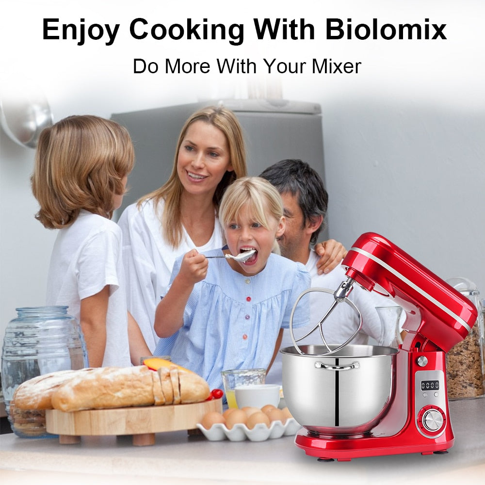 BioloMix 6L/5L Mixer Planetary 6-speed Kitchen Food Blender Stainless Steel Bowl Cake Mixer Egg Whisk