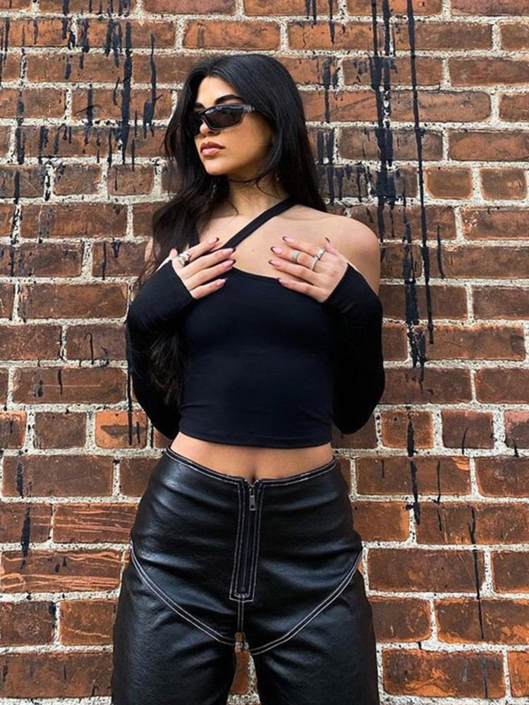 Sexy Fashion Casual Slim Solid Removable Sleeves Halter T Shirt For Women New Streetwear Wild Basic Female Top Hot