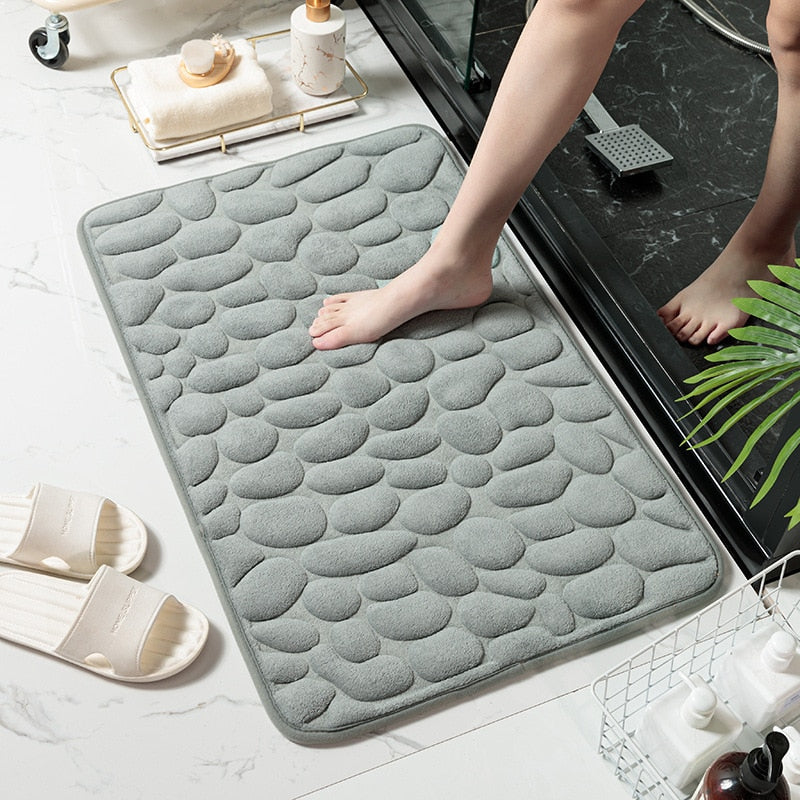 Bathroom Mat Absorbent Bath Carpet Non-slip Pebble Carpets Memory Foam Washable Rug Toilet Floor Mat Shower Carpets Set
