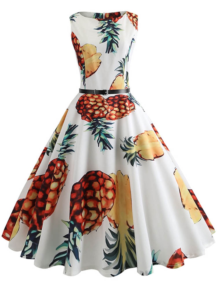 Butterfly Print Summer Dress Women Floral Vintage Dresses Elegant Retro Party Tank Sleeveless Casual Office Dress