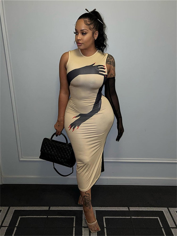 graphic bodycon dress Firerie Zebra Striped Halter Neck Bodycon Graphic Bodycon Dress