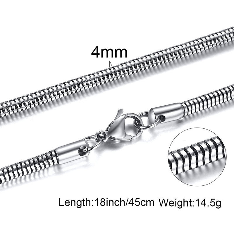 1 Piece Width 1/2/3/4Mm Round Snake Chain Necklace Stainless Steel Chokers For Jewelry Making