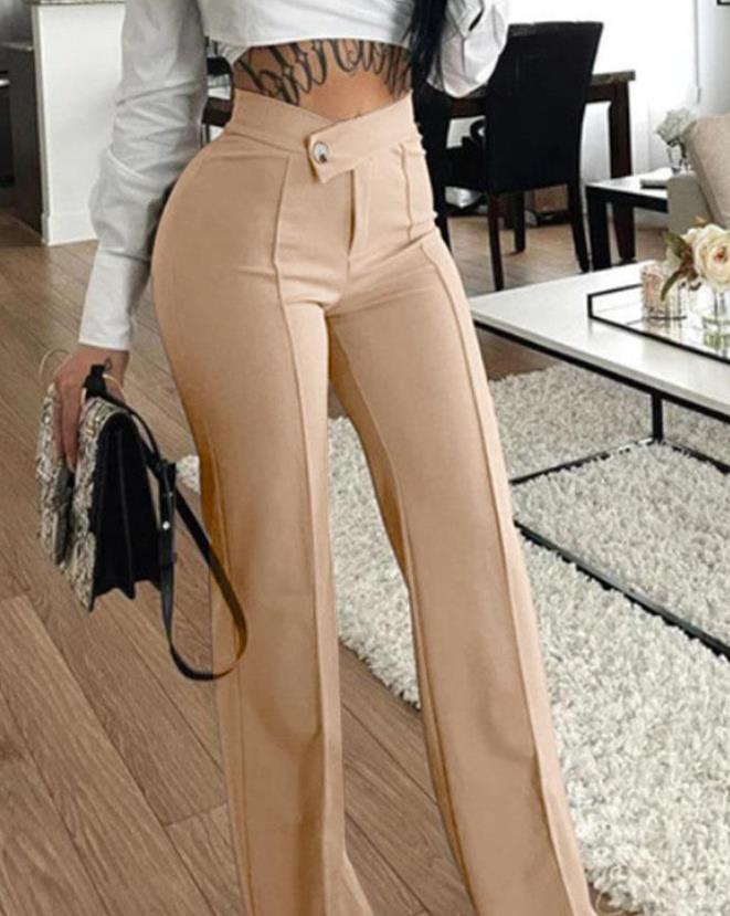 Elegant Woman Dress Pants Zipper Fly Geo Print Skinny Pants 2022