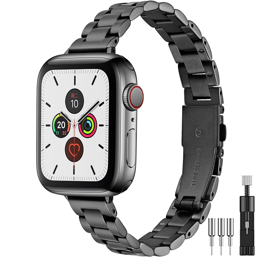 Stainless Steel Link Bracelet for Apple Watch Band 6 7 8 SE 40mm 41mm 44mm 45mm 49mm Women Slim Strap for iWatch 5 4 Accessories