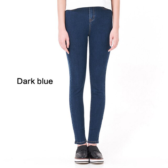 Women Jeans Casual High Waist Summer Autumn Pant Slim Stretch Cotton Denim Trousers For Woman Blue Black 100kg