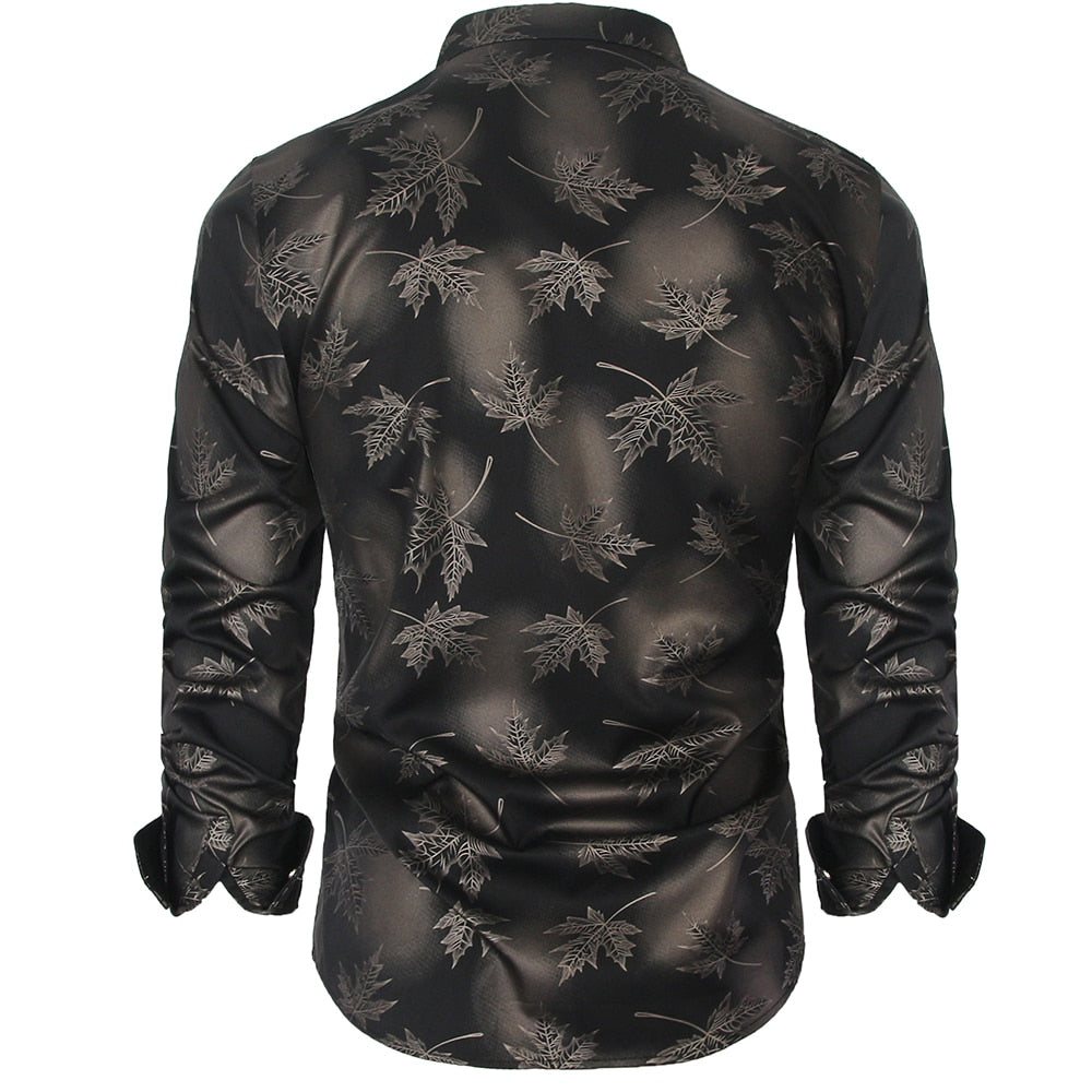 2022 New Social Long Sleeve Maple Leaf Designer Shirts Men Slim Fit