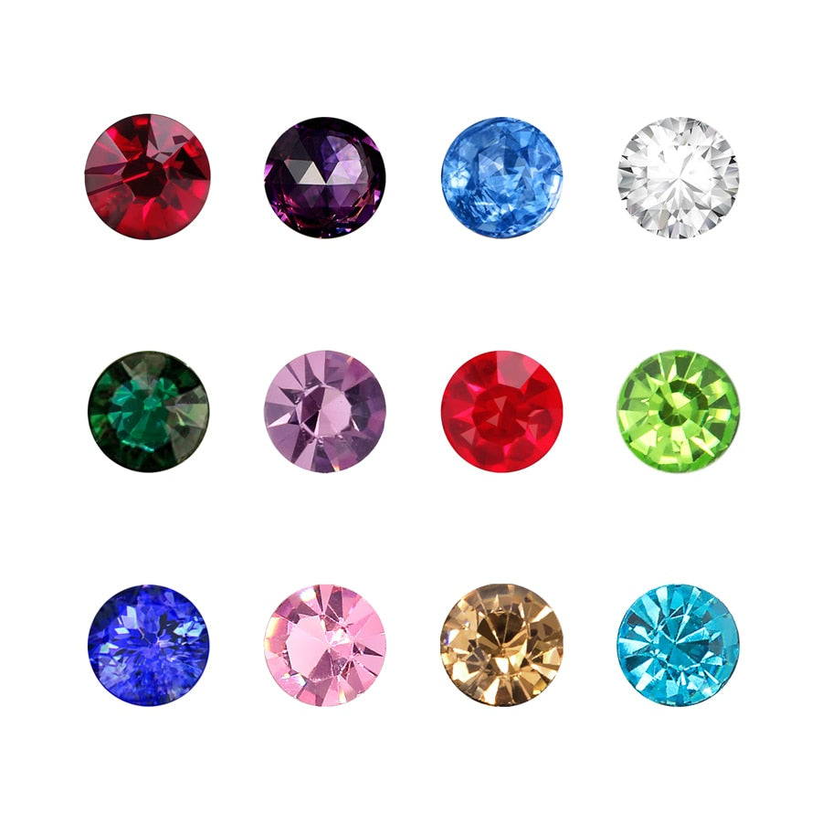 12pcs/Lot Fashion 3mm 4mm 5mm Round Glass Charms Birthstone January To December Charms Locket