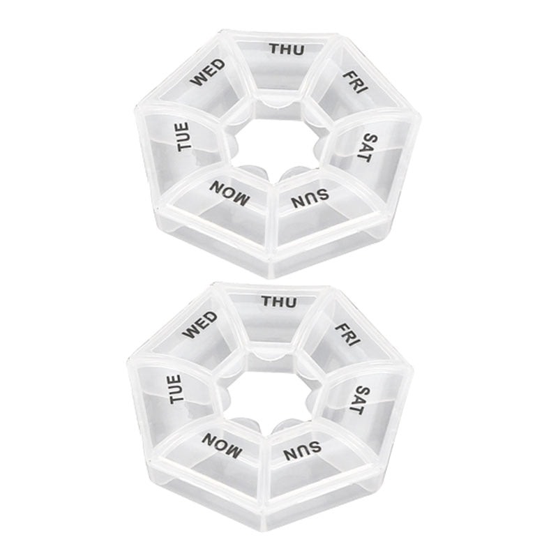 2Pcs/set Pill Case Plastic 7 Days Tablet Candy Box Portable Storage Tablet Holder Travel Organizer Pill Dispenser Container