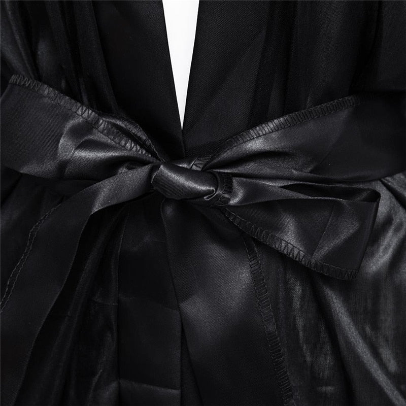 New Hot Sexy Women Lingerie Plus Size Satin Lace Kimono Intimate Sleepwear Robe Sexy Night Gown Women Underwear Pijama Mujer