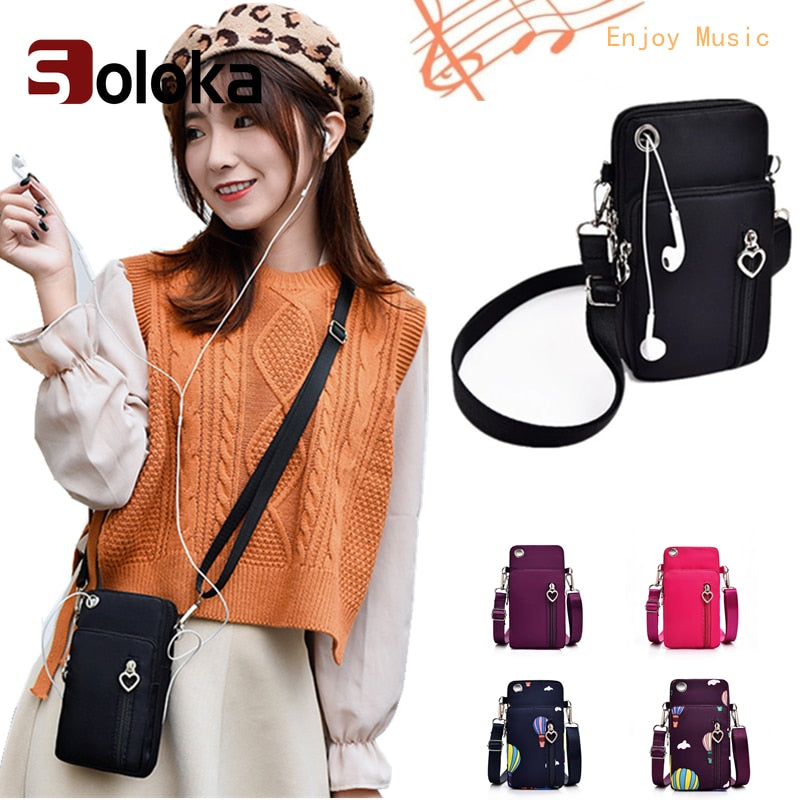 Women's Mini Shoulder Bag Oxford Waterproof Handbag Wrist Pouch Wallet Sports Cell Mobile Phone Bag Crossbody Bags for Girls