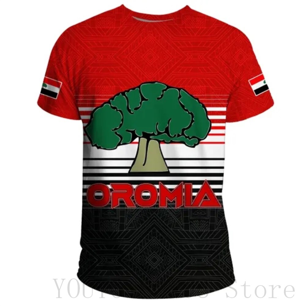Summer New Tigray Active Flag Country Flag 3D Printing High Quality T-Shirt Summer Round Neck Men's Ladies Loose Casual T-Shirt