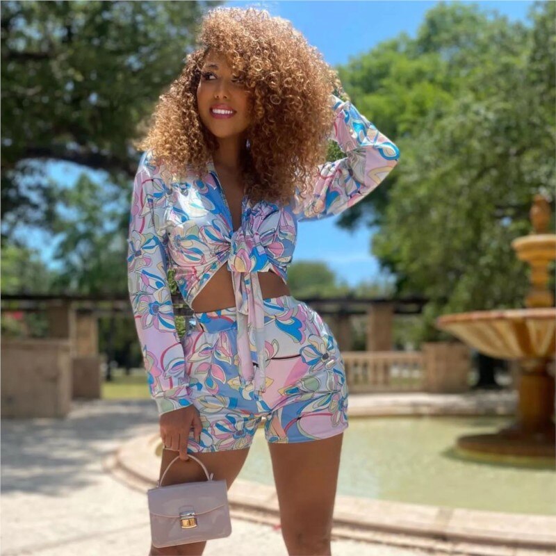 2 Piece Set Printed African Clothes Long Sleeve Tops