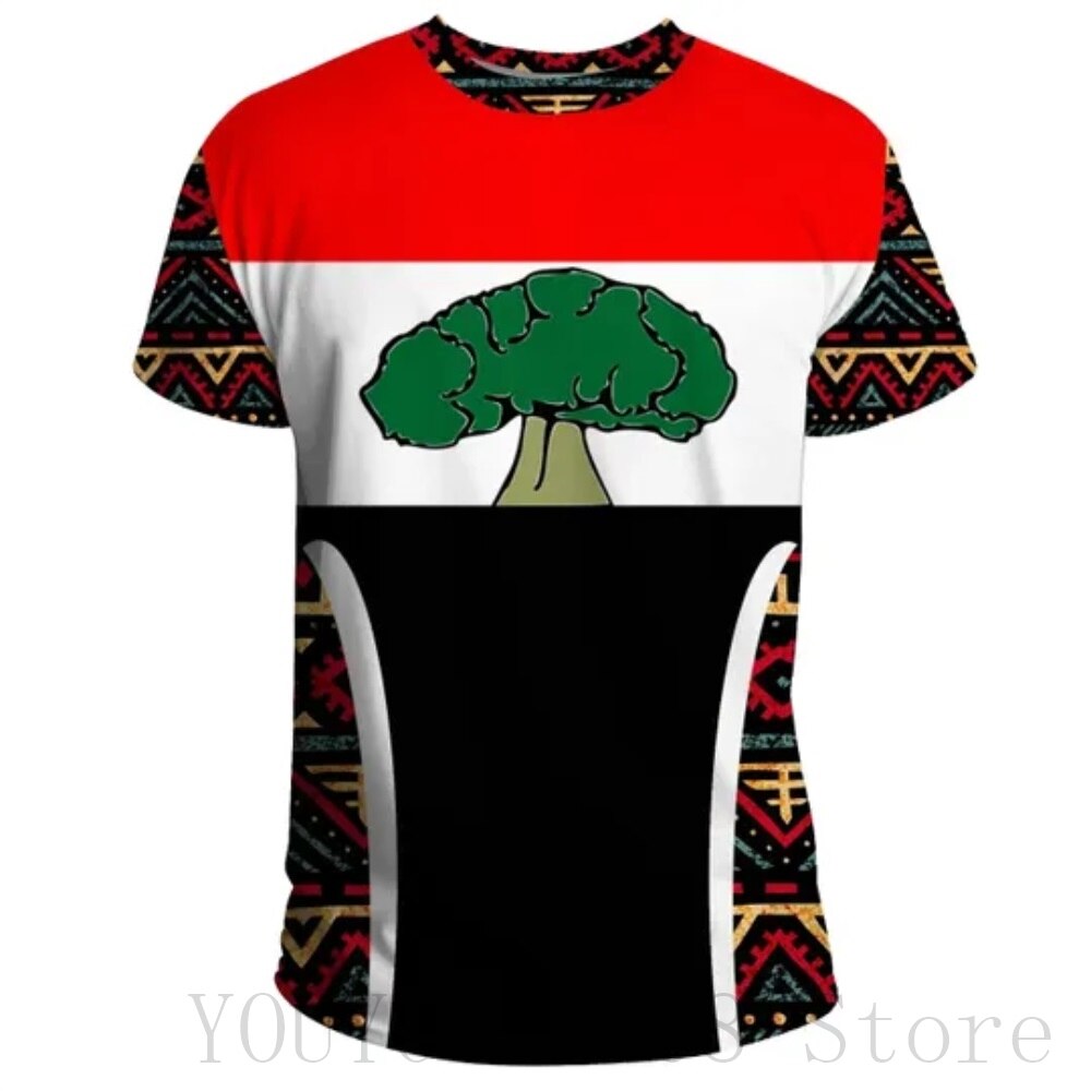 Summer New Tigray Active Flag Country Flag 3D Printing High Quality T-Shirt Summer Round Neck Men's Ladies Loose Casual T-Shirt