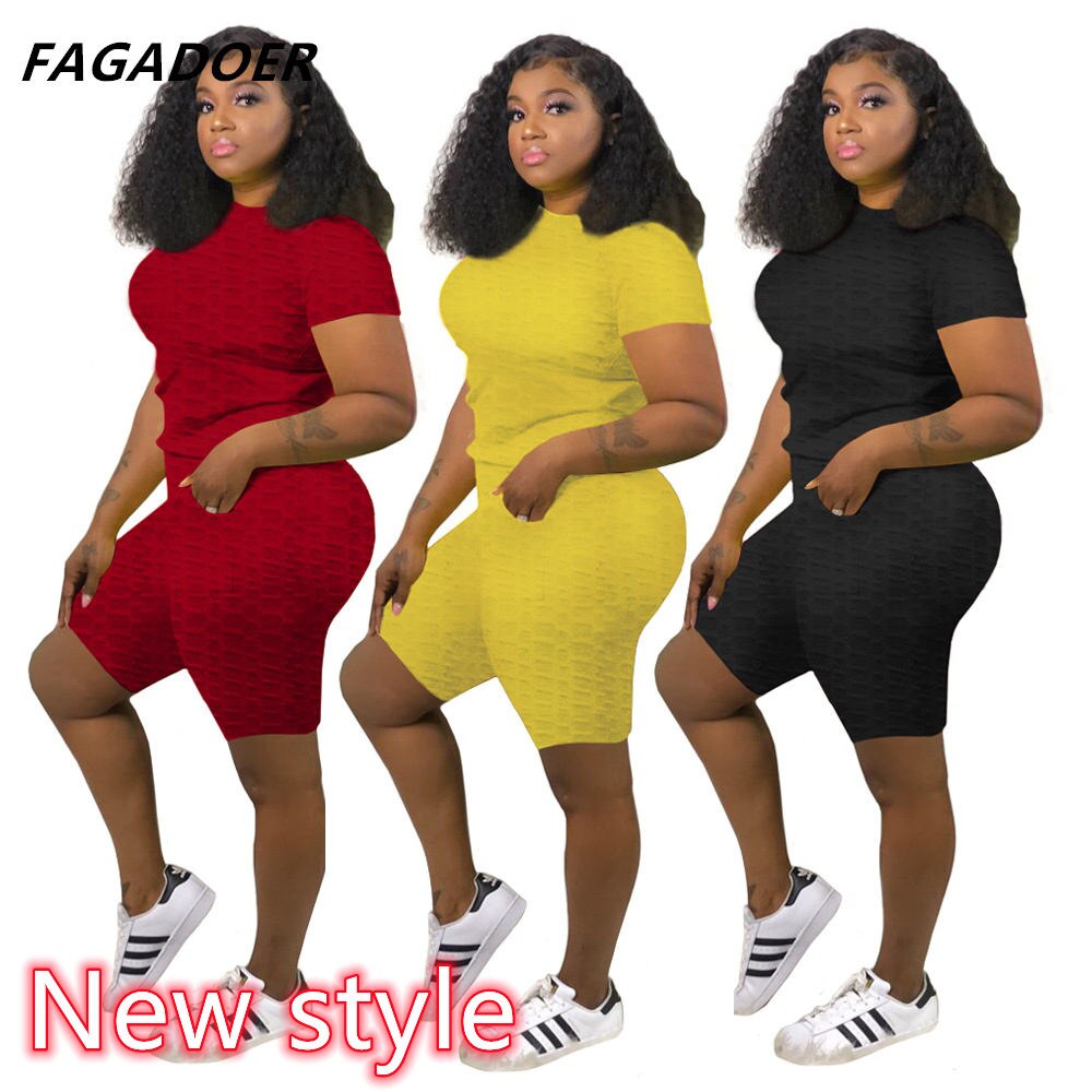 Summer Tracksuit Set For Plus Size Women 2XL Pink Letter Print Top Biker Shorts Suits Casual 2 Piece Set Sport Outfits Sweatsuit