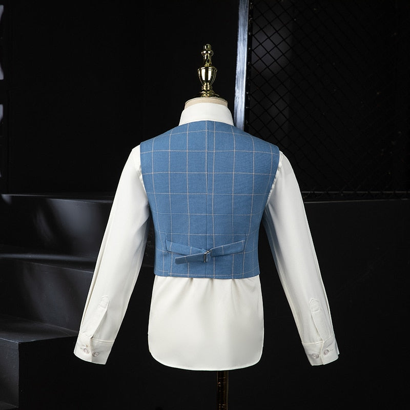 Boys Wedding Suit Kids Formal Blazer Jacket Vest Pants Bowtie 4PCS Tuxedo