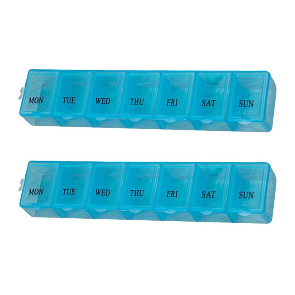 2Pcs/set Pill Case Plastic 7 Days Tablet Candy Box Portable Storage Tablet Holder Travel Organizer Pill Dispenser Container