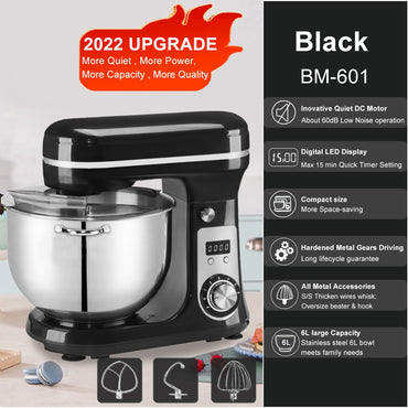 BioloMix 6L/5L Mixer Planetary 6-speed Kitchen Food Blender Stainless Steel Bowl Cake Mixer  Egg Whisk