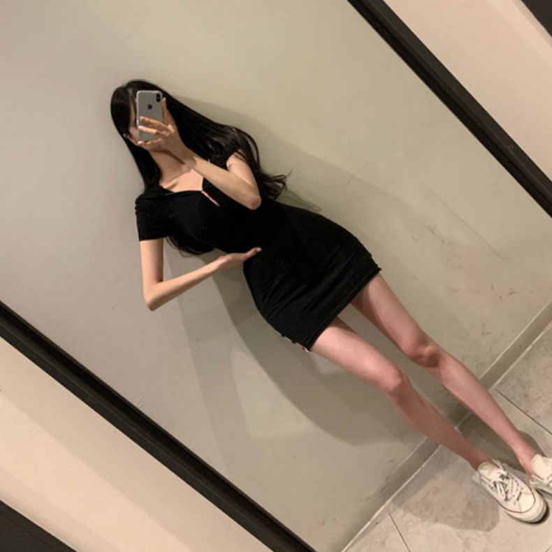 New Year 2022 Women's Summer Dress Mini Bodycon Wrap Hip Robe Sexy Club Woman Clothes Zipper Pullover Dresses With Short Sleeve