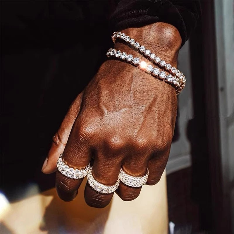 3mm-6mm Mens/Women AAA+ Cubic Zirconia Tennis Bracelet Hip Hop Jewelry