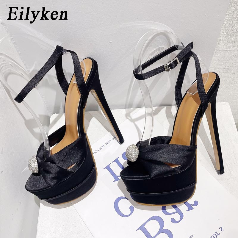 Eilyken Sexy Peep Toe 16CM Extreme High Heels Women's Sandals Party Banquet Stiletto Shoes Fashion Buckle Strap Platform Pumps