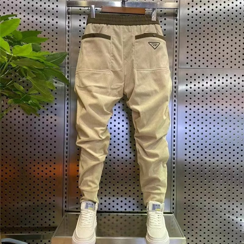 Man Corduroy Sweatpants Autumn Winter Men Baggy Joggers Fashion Streetwear Casual Fleece Harem Pants Plus Size Fashion Trousers