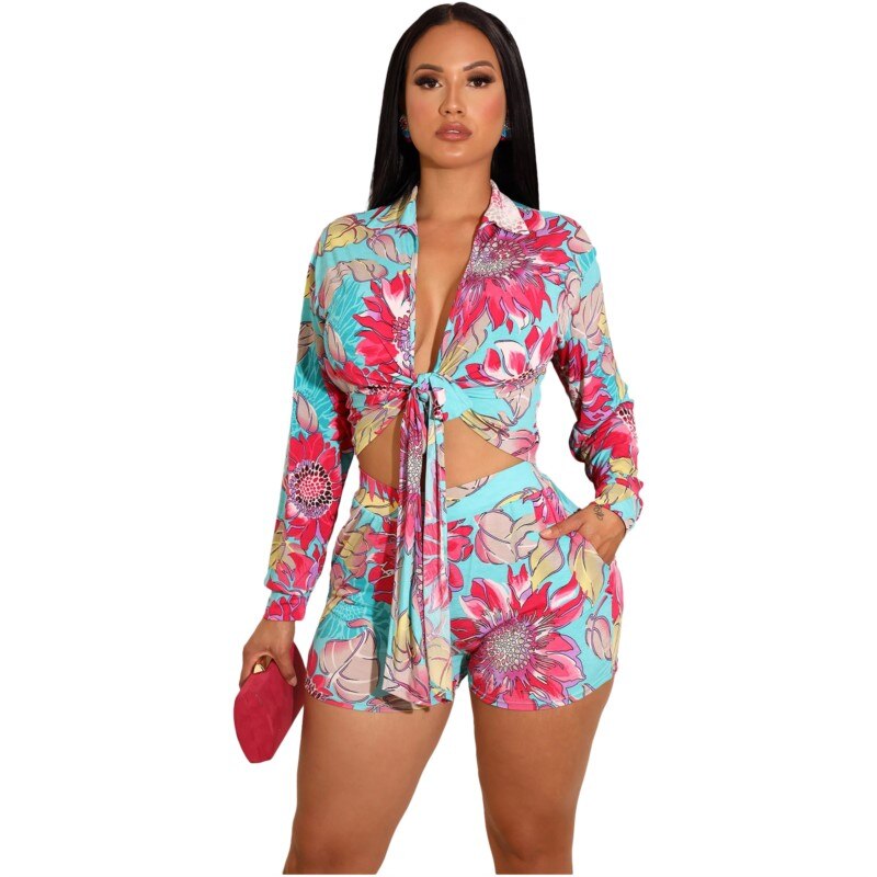2 Piece Set Printed African Clothes Long Sleeve Tops