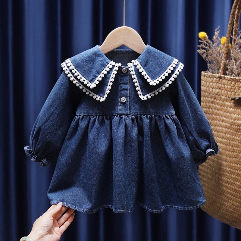 Baby Girls Dress Casual Plaid Clothes Summer 2022 New Korean Cotton Linen Girls Princess Dress