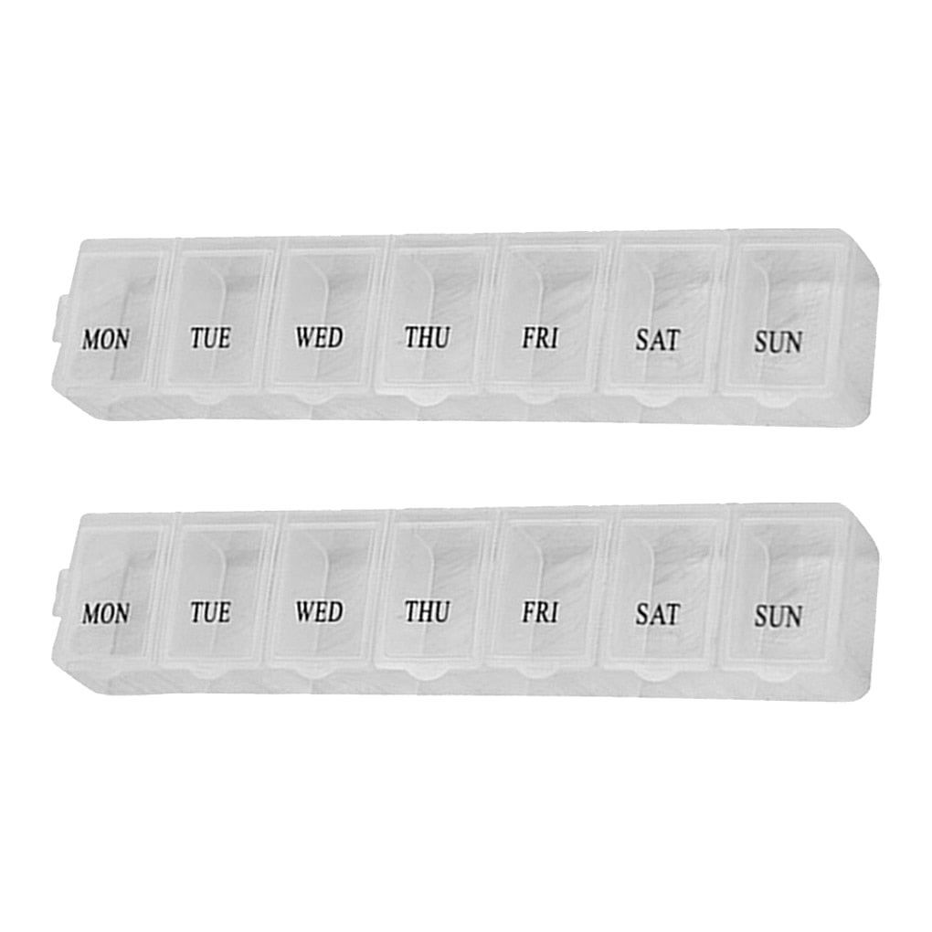 2Pcs/set Pill Case Plastic 7 Days Tablet Candy Box Portable Storage Tablet Holder Travel Organizer Pill Dispenser Container