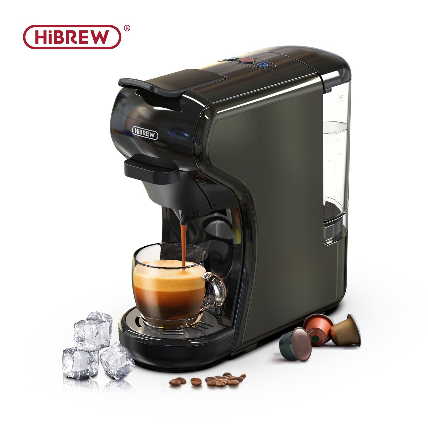HiBREW Coffee Machine 19 Bar 4in1 Hot & Cold Multiple Capsule Espresso Cafetera Pod Coffee Maker Dolce Milk Nexpresso Powder H1A