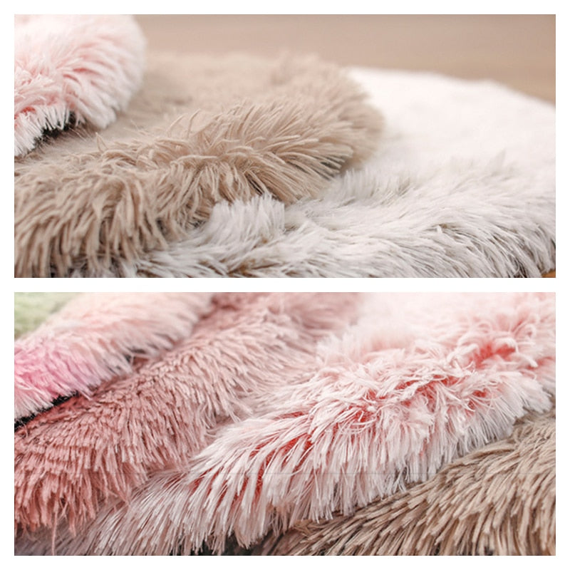 Long Plush Pet Soft Fleece Pad Thickened Pet Sleeping Mat Round Pet Blanket Bed Mat For Puppy Dog Cat Cushion Pet Accessories